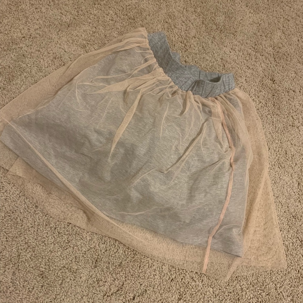 Pink/grey organza mini skirt